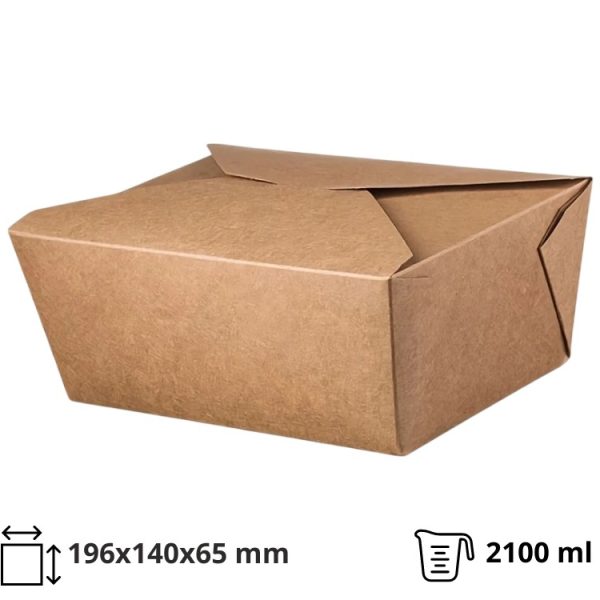 Posuda papirnata 2100 ml 196x140x65 mm kraft 50 kom