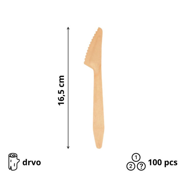 Dreveni nož 165 mm 100 kom