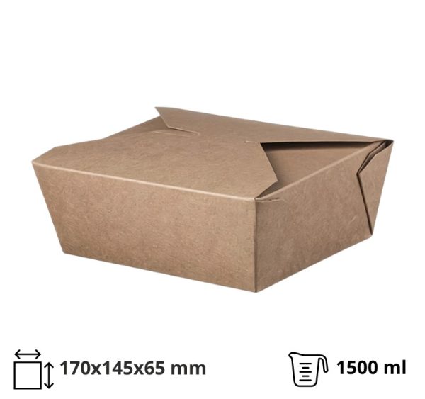 Papirnata posuda  Take Away 1500 ml 170x145x65 mm, kraft 50 kom