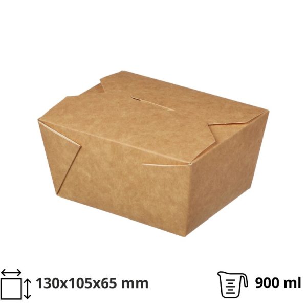 Papirnata posuda  Take Away 900 ml 130x105x65 mm, kraft 50 kom