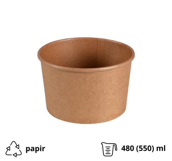 Papirnata posuda 480 (550) ml d=110 mm h=70 mm, kraft, bez poklopca 50 kom