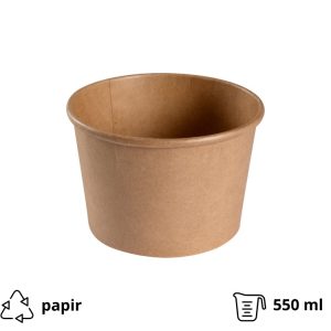 Papirnata posuda  550 ml d=115 mm h=77 mm, kraft, bez poklopca 50 kom