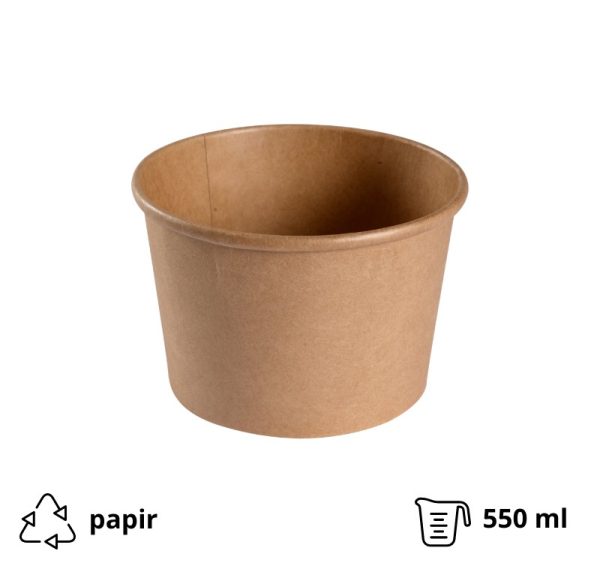 Papirnata posuda 550 ml d=115 mm h=77 mm, kraft, bez poklopca 50 kom