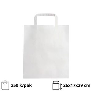 Papirnata vrećica sa ojačanom ravnom ručkom 260х170х290 mm bijela 250 kom