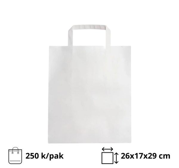Papirnata vrećica sa ojačanom ravnom ručkom 260х170х290 mm bijela 250 kom