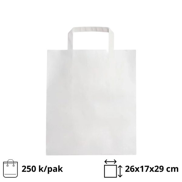 Papirnata vrećica sa ojačanom ravnom ručkom 260х170х290 mm bijela 250 kom