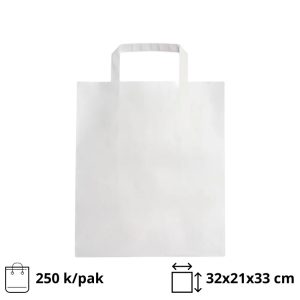 Papirnata vrećica sa ravnom ručkom 320х210х330 mm bijela 250 kom