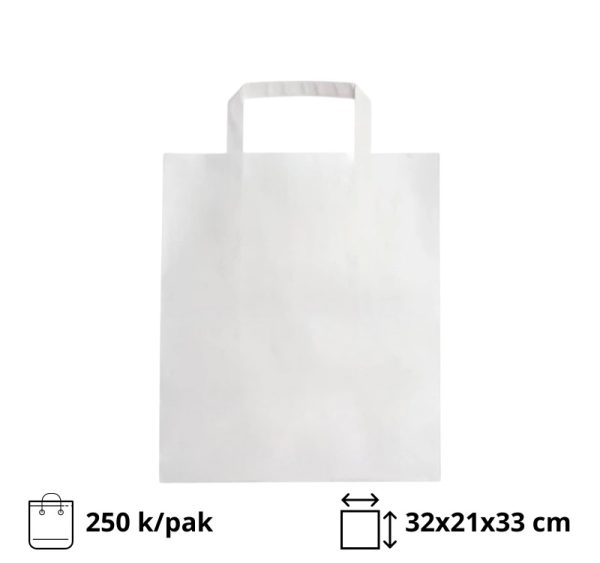 Papirnata vrećica sa ravnom ručkom 320х210х330 mm bijela 250 kom