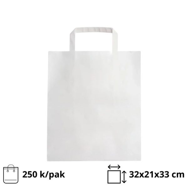 Papirnata vrećica sa ravnom ručkom 320х210х330 mm bijela 250 kom