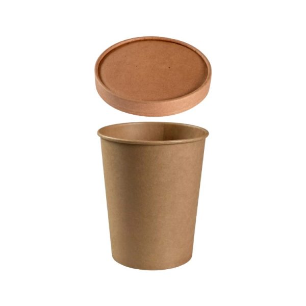 Posuda papirnata 1000 ml d=115 mm h=136 mm, kraft, za poklopcem (komplet)