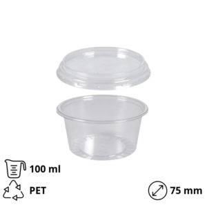 Posuda za umake za poklopcem PET 100 ml, 300 kom (komplet)