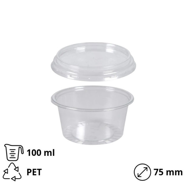 Posuda za umake za poklopcem PET 100 ml, 300 kom (komplet)