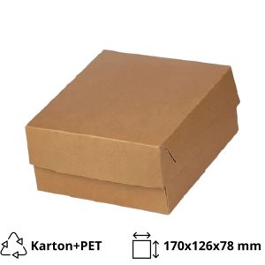 Kutija s poklopcem za desert 17×12.6×7.8 cm KRAFT (unutarnja metalizirana PET) [4 kom/pak]