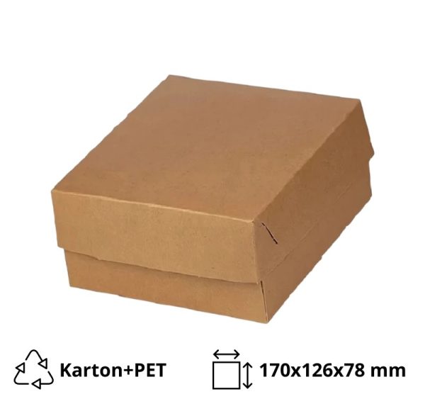 Kutija s poklopcem za desert 17×12.6×7.8 cm KRAFT (unutarnja metalizirana PET) [4 kom/pak]