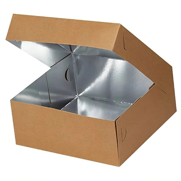 Kutija s poklopcem za desert 19x19xx8 cm  KRAFT  (inner metalised PET) (15 kom/pak)