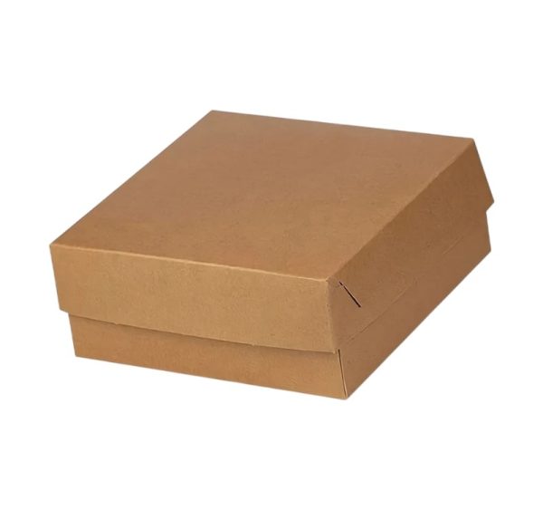 Kutija s poklopcem za desert 19x19xx8 cm KRAFT (unutarnja metalizirana PET) [15 kom/pak]
