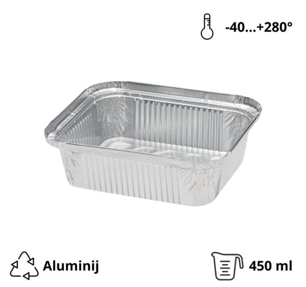 Alu posuda 450 ml 146x121x40 mm 100 kom