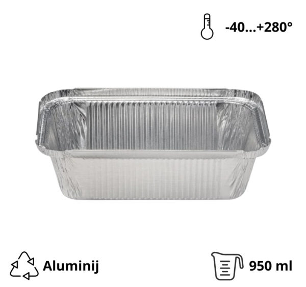 Alu posuda 900 ml 202x137x50 mm 100 kom