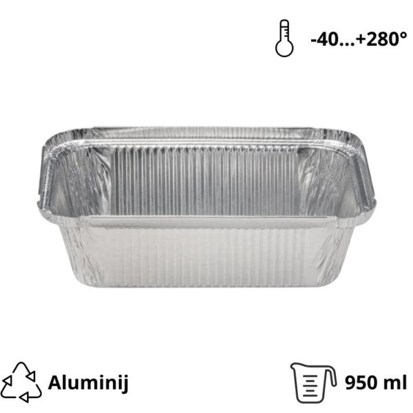 Alu posuda 900 ml 202x137x50 mm 100 kom