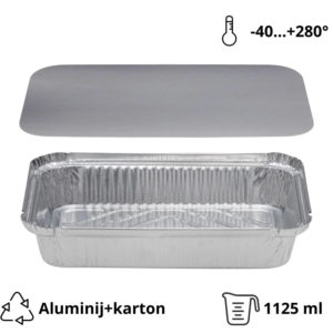 Alu posuda za poklopcem 1125 ml 247x147x45mm (komplet)