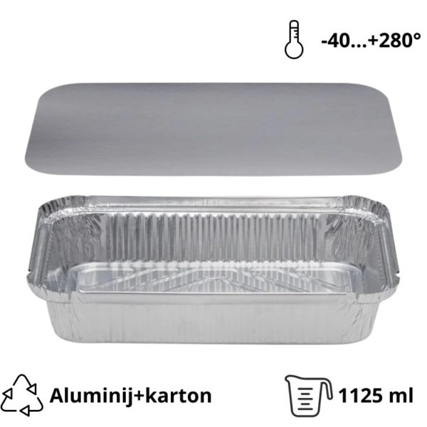 Alu posuda za poklopcem 1125 ml 247x147x45mm (komplet)