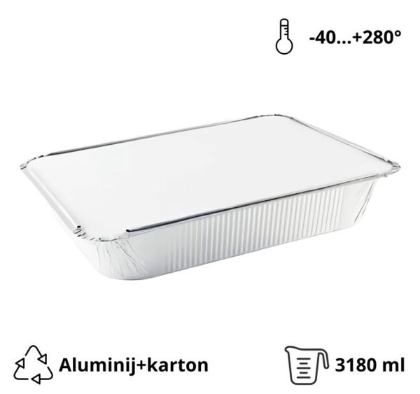Alu posuda za poklopcem 3180 ml 322x260x50mm (komplet)