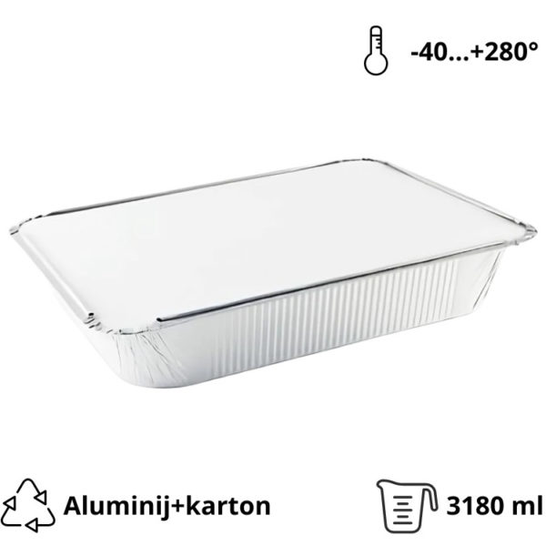 Alu posuda za poklopcem 3180 ml 322x260x50mm (komplet)