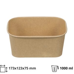 Papirnata posuda 1000 ml 173х123х75mm, kraft, bez poklopca 50 kom (komplet)