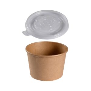 Posuda papirnata 550 ml d=115 mm h=77 mm, kraft, za poklopcem, 50 kom (komplet)