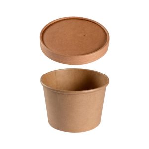 Posuda papirnata 550 ml d=115 mm h=77 mm, kraft, za poklopcem, 50 kom (komplet)