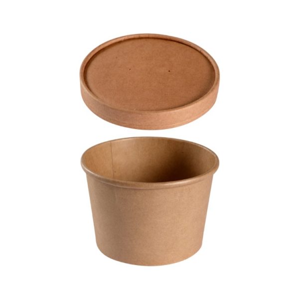 Posuda papirnata 550 ml d=115 mm h=77 mm, kraft, za poklopcem, 50 kom (komplet)