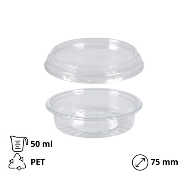 Posuda za umake za poklopcem PET 50 ml, 100 kom (komplet)