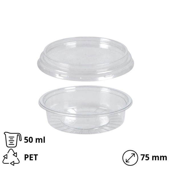 Posuda za umake za poklopcem PET 50 ml, 100 kom (komplet)