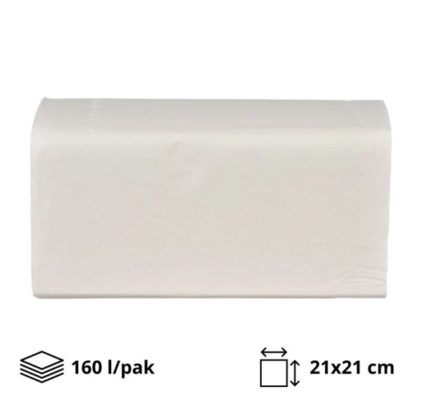 Papirnati ručnici V-zlozenka 2 sl., 21×21 cm.,200 l/pak Celuloz 100%