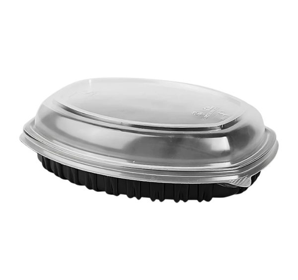 Posuda PP 1450 ml 257х202×37 mm crna, za poklopcem, 70 kom (komplet)