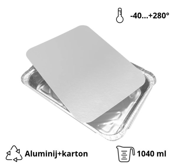 Alu posuda s pokrovom 1040 ml 225х175х35 mm (komplet)