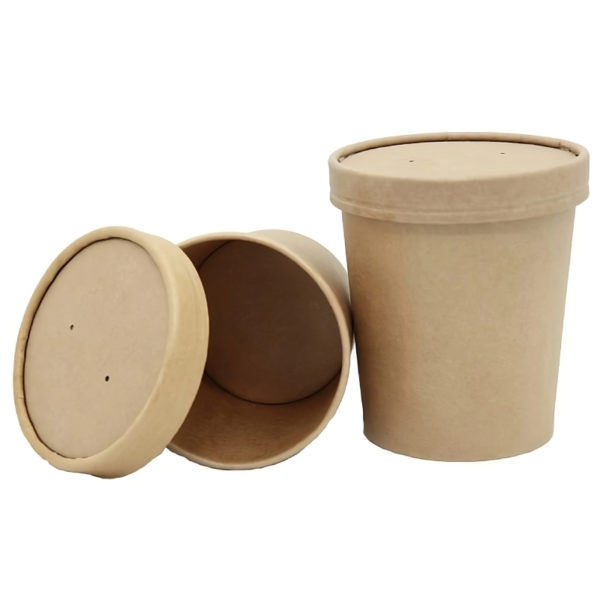 Papirnata posuda Tambien ECO 440 ml d=97 mm h=100 mm za poklopcem, kraft (komplet)