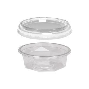 Posuda PET 200 ml d=116 mm h=38 mm prozirna za poklopcem, 100 kom (komplet)