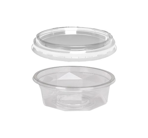 Posuda PET 200 ml d=116 mm h=38 mm prozirna za poklopcem, 100 kom (komplet)