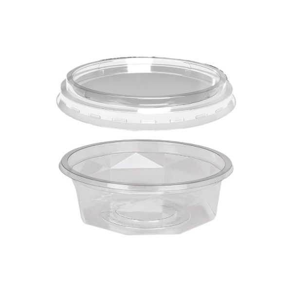 Posuda PET 200 ml d=116 mm h=38 mm prozirna za poklopcem, 100 kom (komplet)