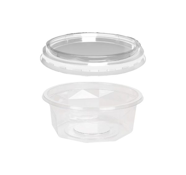 Posuda PET 250 ml d=116 mm h=45 mm prozirna za poklopcem,100 kom (komplet)