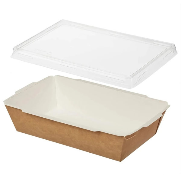 Papirnata posuda 750 ml 150x100x45 mm kraft za poklopcem, 50 kom (komplet)