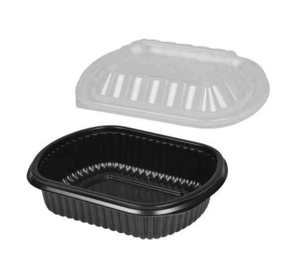 Posuda PP 1000 ml 210x180x50 mm crna za poklopcem, 50 kom (komplet)