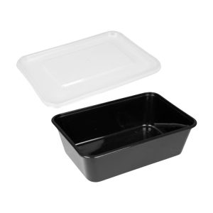 Posuda PP 750 ml 170х115х55 mm crna za poklopcem, 50 kom (komplet)