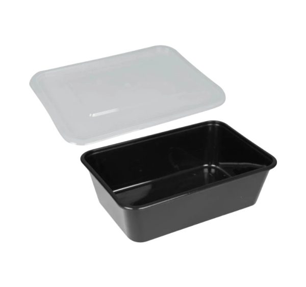 Posuda PP 750 ml 170х115х55 mm crna za poklopcem, 50 kom (komplet)