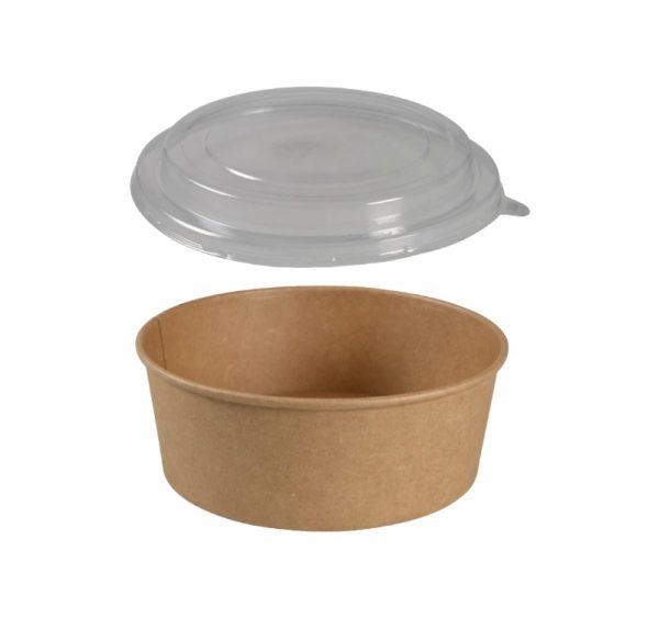 Posoda papirnata 1100 (1300) ml d=190 mm h=66 mm, kraft, za poklopcem, 50 kom (komplet)