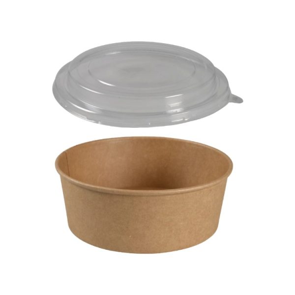 Posoda papirnata 1100 (1300) ml d=190 mm h=66 mm, kraft, za poklopcem, 50 kom (komplet)