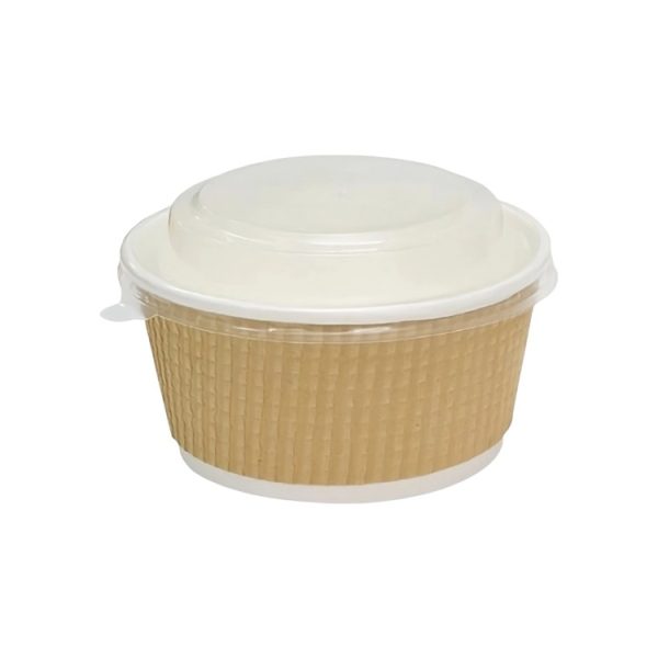 Papirnata posuda Tambien ECO 380 ml d=110 mm h=60 mm valoviti kraft, točkasta za poklopcem, 50 kom (komplet)