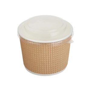 Papirnata posuda Tambien ECO 520 ml d=110 mm h=84,5 mm valoviti kraft, točkasta, za poklopcem, 50 kom (komplet)