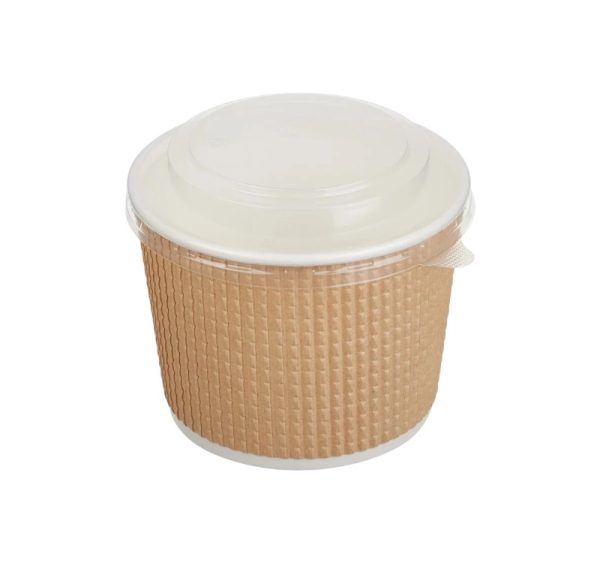 Papirnata posuda Tambien ECO 520 ml d=110 mm h=84,5 mm valoviti kraft, točkasta, za poklopcem, 50 kom (komplet)